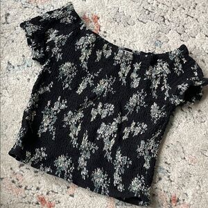 Floral Black Top